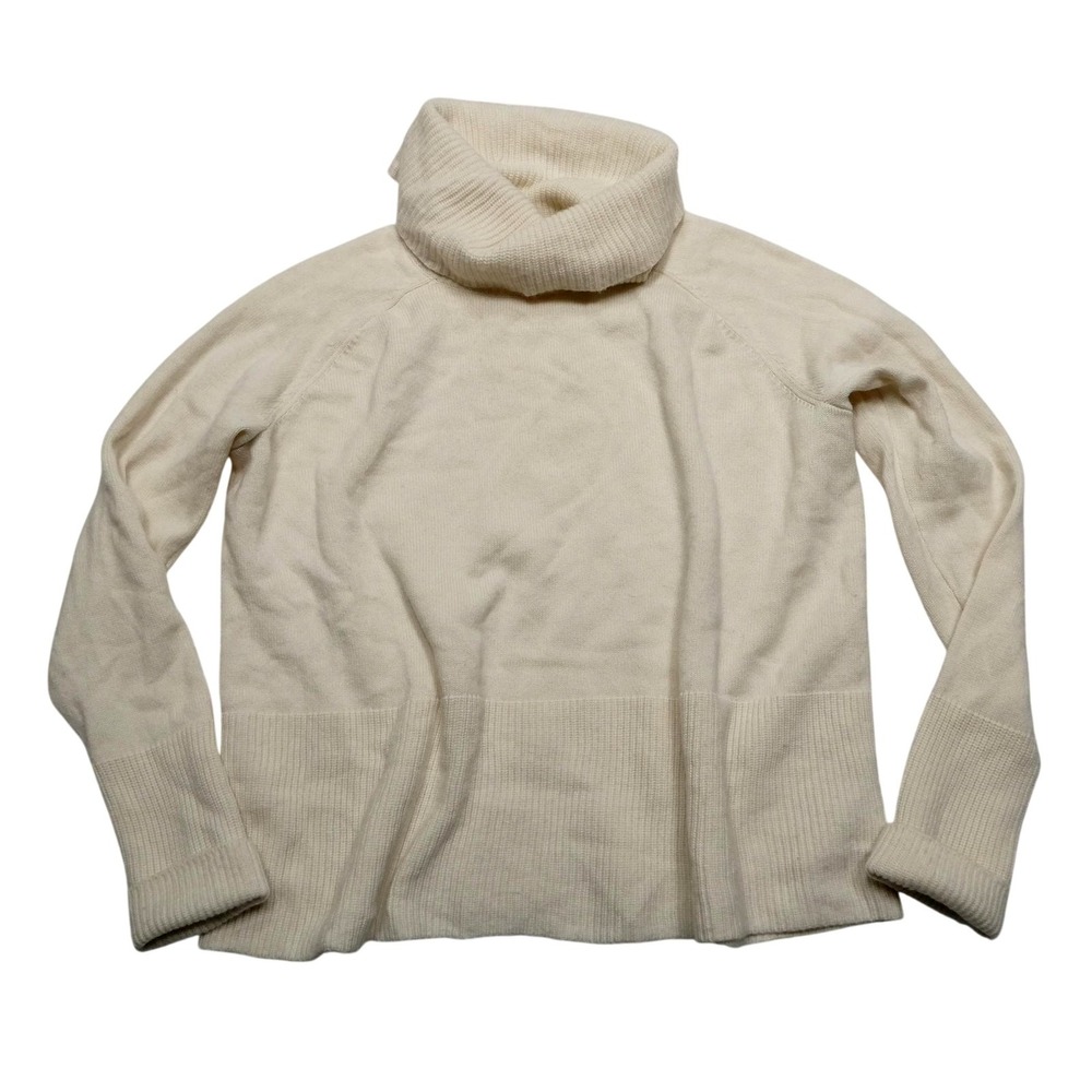 Athleta Sweater Womens Small Petite White Merino Cashmere Cowl Neck Pullover